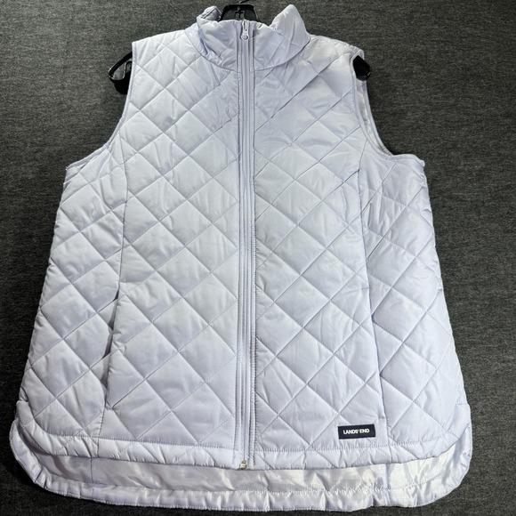 Lands' End Puffer Vest Womens Medium Packable Lightweight Quilted Pockets Preppy - Picture 3 of 7